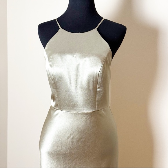 Jenny Yoo Collection Alessia satin high neck woman bridal back strap dress 4 - Picture 6 of 13